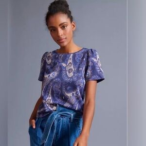 By Anthropologie Blue Paisley Blouse - Size M